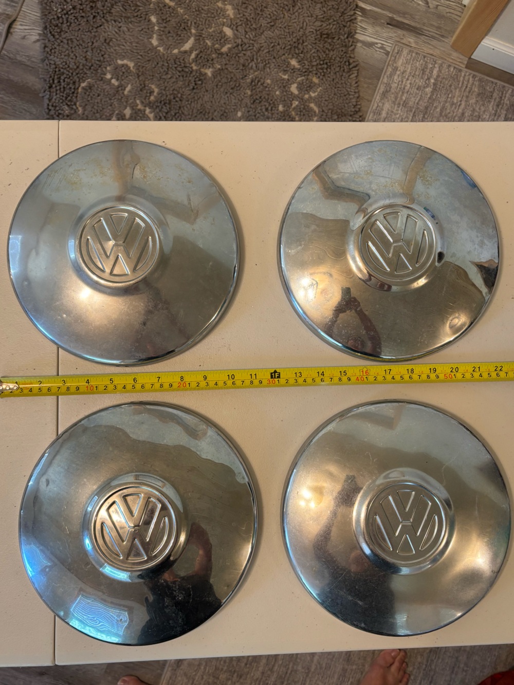 Volkswagen Flat Chrome Hubcap Set - Silver Finish (4 pcs) 10 in
